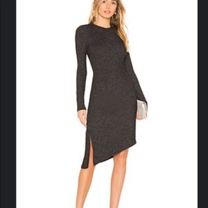 David Lerner long sleeve asymmetrical ruche dress